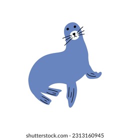 Seal Character sea animal on deep background. Wild life illustration. Underwear world. Vector illustration.