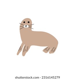 Seal Character sea animal on deep background. Wild life illustration. Underwear world. Vector illustration.