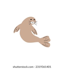 Seal Character sea animal on deep background. Wild life illustration. Underwear world. Vector illustration.