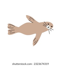 Seal Character sea animal on deep background. Wild life illustration. Underwear world. Vector illustration.