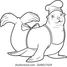 Seal Chef Chef's hat Cook Animal Vector Graphic Art Illustration