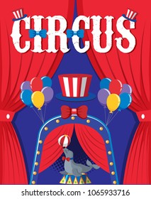 A Seal with Circus Background illustration