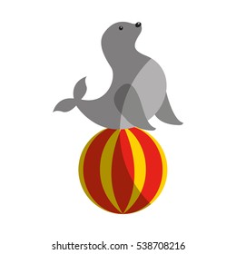 seal circus entertainment icon vector illustration design