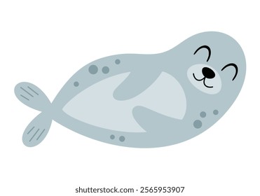 Seal clipart. Cute Arctic animal clipart. Hand draw vector illustration in flat style