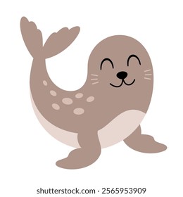 Seal clipart. Cute Arctic animal clipart. Hand draw vector illustration in flat style