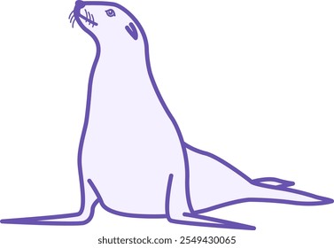 Icono de color de sello. Ilustración vectorial. Mamífero depredador, foca alfileteada. Concepto animal