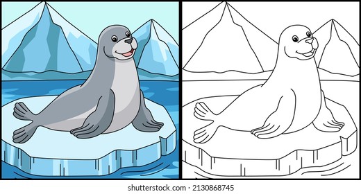 Seal Coloring Page Animal Illustration