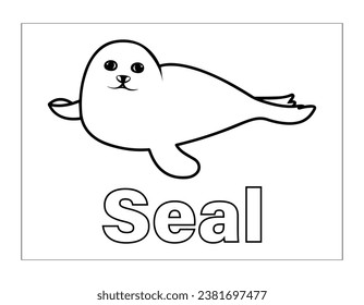 Seal Coloring Page Animal Illustration.