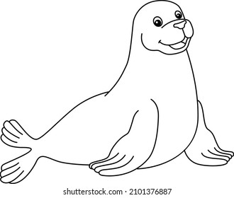 Seal Coloring Page Isolated for Kids