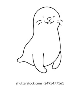 Seal coloring page, Simple Animal Coloring Page , Vector Illustration