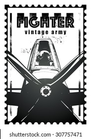 seal of combat fighter plane with aviator