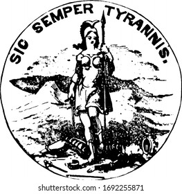 Seal of the commonwealth of Virginia, 1904, vintage illustration