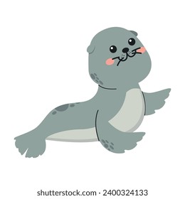 Seal cute animal cartoon flat