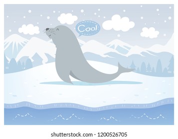 Seal design on the glacier in the winter scene.
