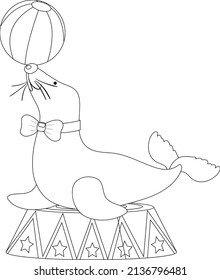 Seal doodle outline for colouring illustration