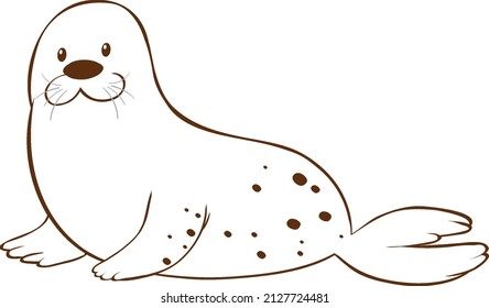 Seal in doodle simple style on white background illustration