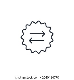 The seal of the exchange transaction. Exchange of goods and services. Vector linear icon isolated on white background.