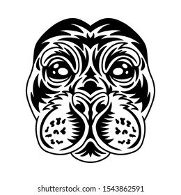 Seal face. Design idea for t-shirt print in vintage monochrome style. Design element for poster, card, banner. Vector illustration.