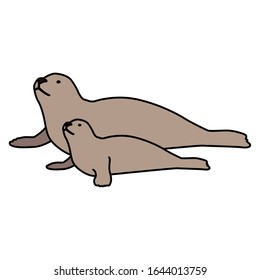 a seal fish with cub on a white background vector illustration design