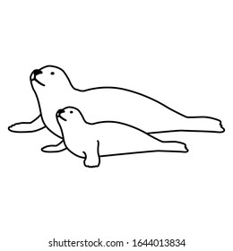 a seal fish with cub on a white background vector illustration design