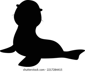 Seal fish sihouette vector art and illustration