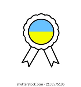 Seal flag ukraine ribbon for decoration design. certificate icon. Vector illustration. stock image.