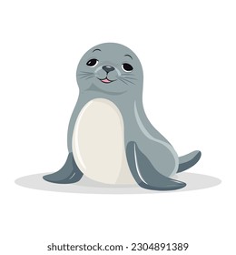 sellar vector plano. un lindo ícono de mamífero marino aislado en fondo blanco.