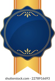 Seal frame with blue medal and yellow ribbon