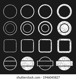 Seal frame vector illustration with grunge texture set. Rubber stamp mark icon collection. Certificate tag.