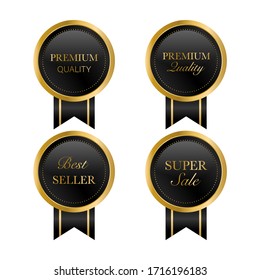 Seal gold badges and labels premium quality Premium Vector