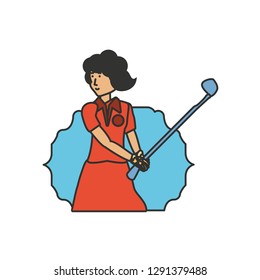 seal with golfer woman avatar character