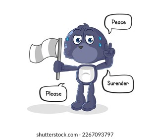 the seal hold surrender flag mascot. cartoon vector