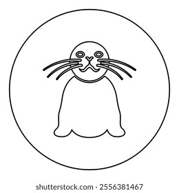 Seal icon in circle round black color vector illustration image outline contour line thin style