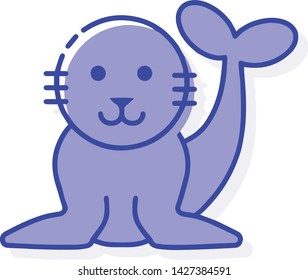 Seal icon flat style illustration isolated on white background