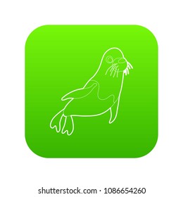 Seal icon green vector isolated on white background