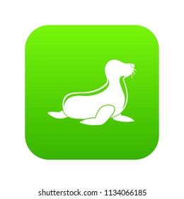 Seal icon green vector isolated on white background