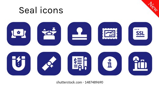 seal icon set. 10 filled seal icons.  Simple modern icons about  - Banner, Scale, Stamp, Ssl, Content, Diploma, Agreement, Information