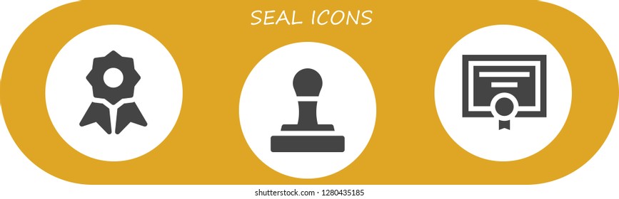  seal icon set. 3 filled seal icons. Simple modern icons about  - Quality, Stamp, Diploma