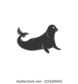 Seal Icon Silhouette Illustration. Animal Ocean Polar Vector Graphic Pictogram Symbol Clip Art. Doodle Sketch Black Sign.