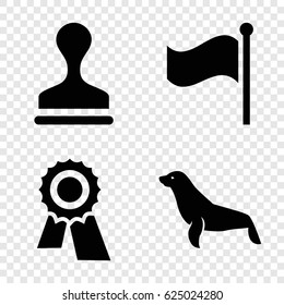 Seal icons set. set of 4 seal filled icons such as seal, award, stamp
