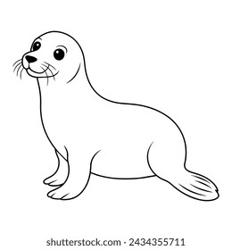 Seal illustration coloring page for kids