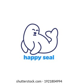 Seal line icon, arctic animal vector