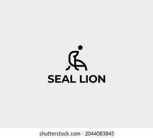 seal lion logo design outline vector