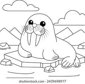 Seal lying on the ice coloring page