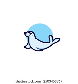 Seal mascot logo icon flat vector design