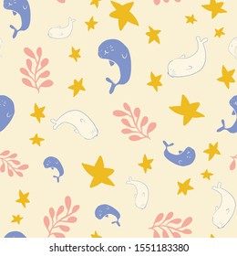 seal ocean seamless pattern design. Perfect for nursery and textile design