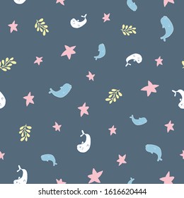 seal ocean seamless pattern design. Perfect for nursery and textile design