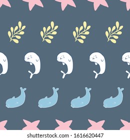seal ocean seamless pattern design. Perfect for kids and nursery
