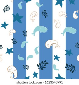 seal ocean seamless pattern design. Perfect for nursery and textile design