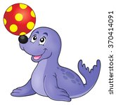 Seal playing with ball theme 1 - eps10 vector illustration.
